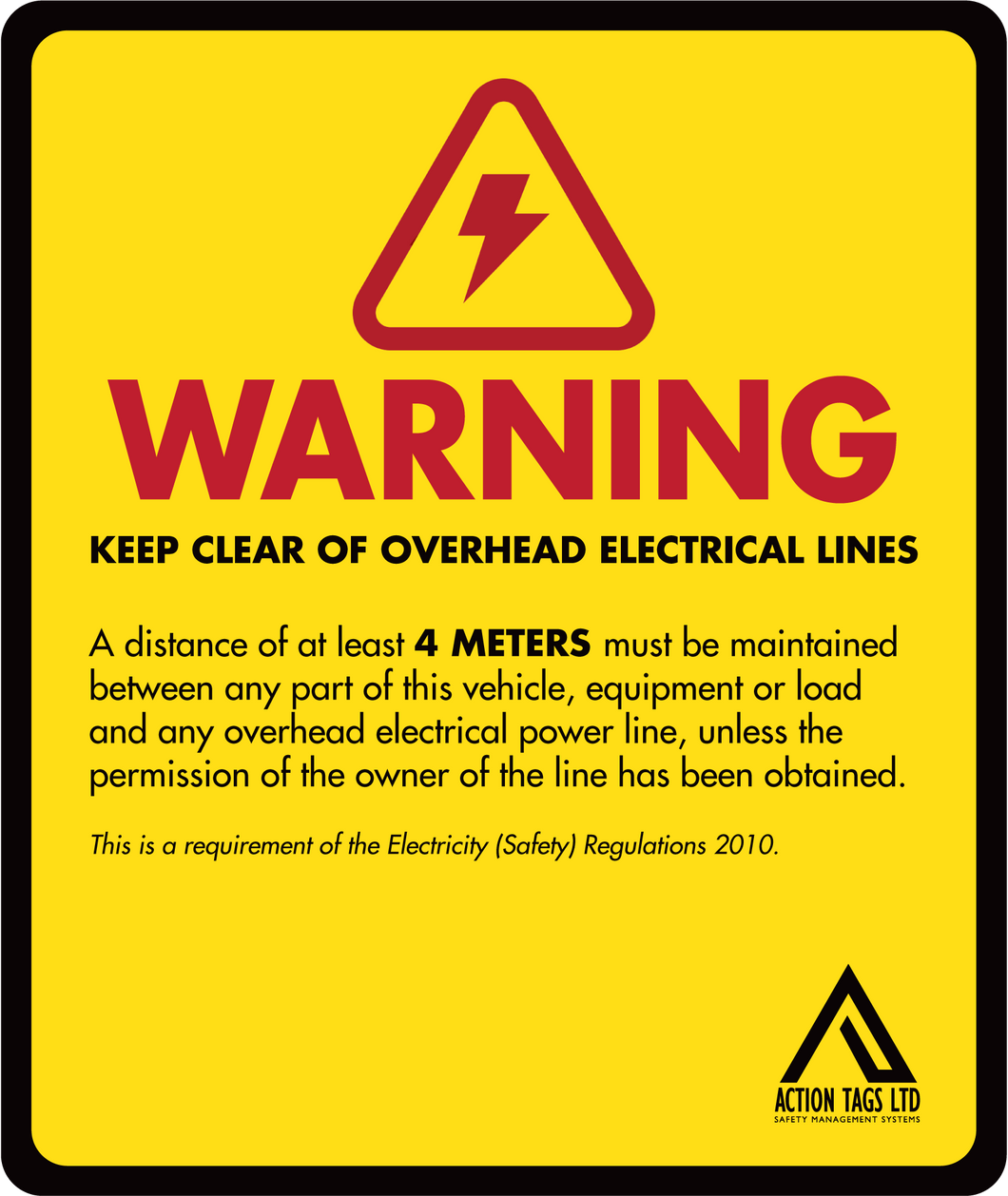 Warning Overhead Electical Lines (pack of 10)
